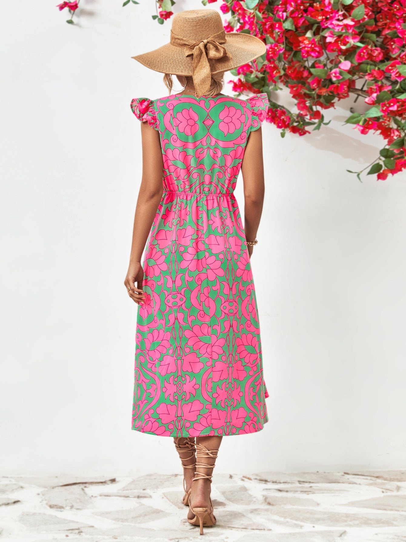 Bohemian Floral Petal Sleeve Babydoll Top
