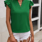 Bright Green Boho Notched Neck Butterfly Sleeve Blouse