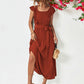 Evelyn Bohemian Tie Belt Ruffle Tier Midi Dress