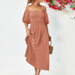 Hillary Boho Off the Shoulder Balloon Sleeve Midi Dress
