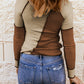 Color Block Exposed Seam Knit Top