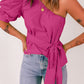 Women's Tied Puff Sleeve One-Shoulder Trendy Top