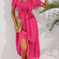 Hot Pink Swiss Dot Ruffled Short Sleeve Dress