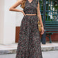 Boho Floral Printed Tie Back Cropped Top and Maxi Skirt Set