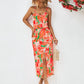 Gia Floral Printed Spaghetti Strap Front Slit Midi Dress