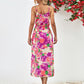 Gia Floral Printed Spaghetti Strap Front Slit Midi Dress
