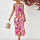 Gia Floral Printed Spaghetti Strap Front Slit Midi Dress