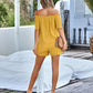 Boho Casual Textured Frill Trim Off-Shoulder Top and Shorts Set
