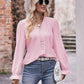 Bohemian Exposed Seam Round Neck Long Sleeve Cropped Top