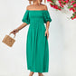Hillary Boho Off the Shoulder Balloon Sleeve Midi Dress