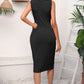 Bianca Boho Drawstring Ruched Slit Sleeveless Dress