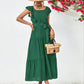 Evelyn Bohemian Tie Belt Ruffle Tier Midi Dress