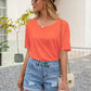 Bohemian Round Neck Mesh Back Detail Short Sleeve Top