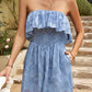 Boho Floral Strapless Layered Smocked Romper