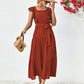 Evelyn Bohemian Tie Belt Ruffle Tier Midi Dress