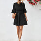 Charlie Round Neck Tie Belt Flounce Sleeve Dress