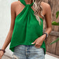 Green Ruched Grecian Sleeveless Blouse