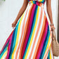 Multicolored Stripe Crisscross Backless Dress