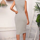 Bianca Boho Drawstring Ruched Slit Sleeveless Dress
