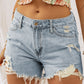 Distressed Mid-Rise Light Denim Shorts