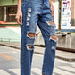 Distressed Buttoned Crop Jeans with Pockets