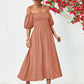 Hillary Boho Off the Shoulder Balloon Sleeve Midi Dress