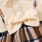 Little Baby Girl Plaid Collared Bow Detail Dress