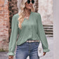 Bohemian Exposed Seam Round Neck Long Sleeve Cropped Top