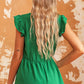 Bohemian Green V-Neck Cap Sleeve Babydoll Tank