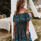 Carrie Bohemian Print Off-Shoulder Strapless Knee Length Dress