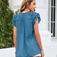Bohemian Ruffle Sleeves Solid Color Top