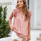 Bohemian Ruffle Sleeves Solid Color Top
