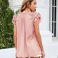 Bohemian Ruffle Sleeves Solid Color Top