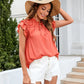 Bohemian Ruffle Sleeves Solid Color Top