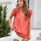 Bohemian Ruffle Sleeves Solid Color Top