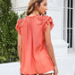 Bohemian Ruffle Sleeves Solid Color Top