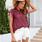 Bohemian Ruffle Sleeves Solid Color Top
