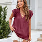 Bohemian Ruffle Sleeves Solid Color Top