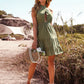 Olive Green Keyhole High Waist Ruffled Tier Mini Halter Dress