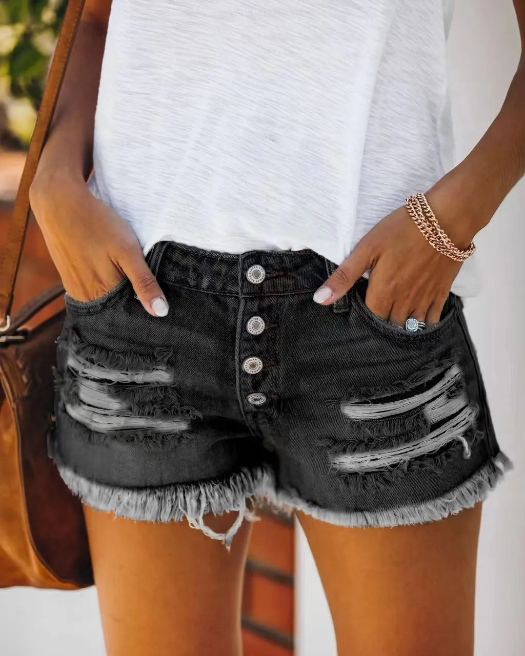 Womens ripped jean shorts sales