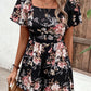 Bohemian Floral Cutout Tie Back Romper