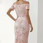 Printed Off-Shoulder Split Midi Dress