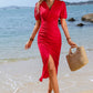 Catarina Wrap Surplice Ruched Puff Sleeve Dress