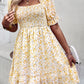 Rebecca Floral Smocked Square Neck Flounce Sleeve Dress