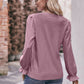 Bohemian Exposed Seam Round Neck Long Sleeve Cropped Top