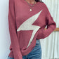 Boho Distressed Lightning Bolt Graphic Sweater