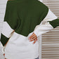 Bohemian Ribbed Mock Neck Lantern Sleeve Sweater Dress