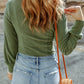 Boho Matcha Green Scoop Neck Long Sleeve Top