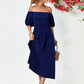 Hillary Boho Off the Shoulder Balloon Sleeve Midi Dress