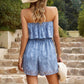 Boho Floral Strapless Layered Smocked Romper